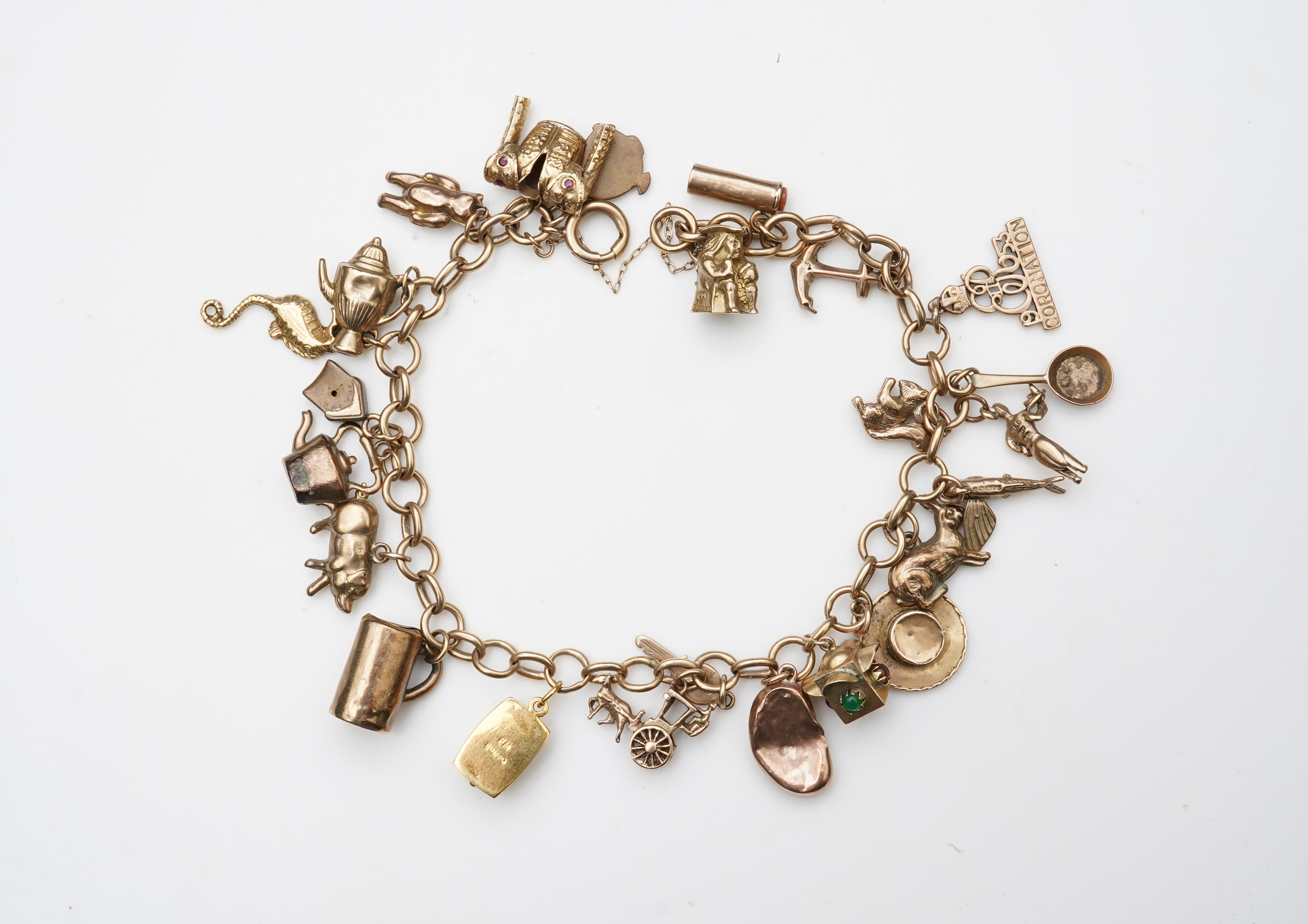 A gold charm bracelet